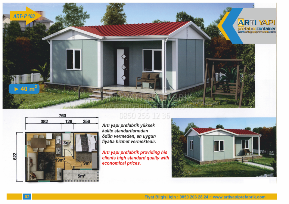 40m2 PREFABRİK EV MODEL NO : ARTP100