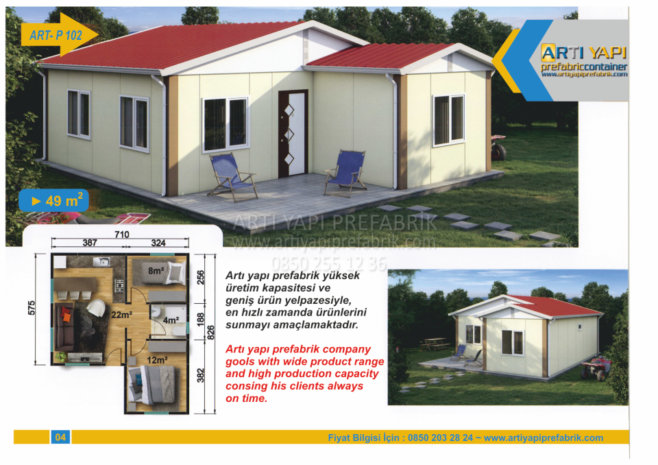 49m2 PREFABRİK EV MODEL NO : ARTP102