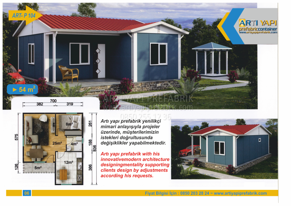 54m2 PREFABRİK EV MODEL NO : ARTP104