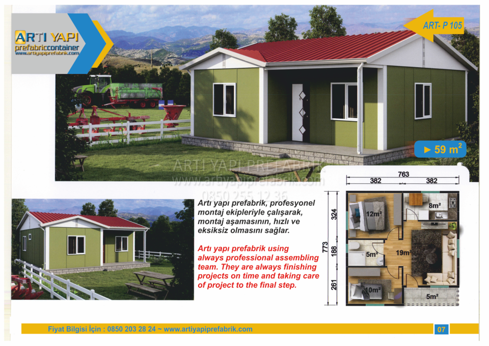 59m2 PREFABRİK EV MODEL NO : ARTP105