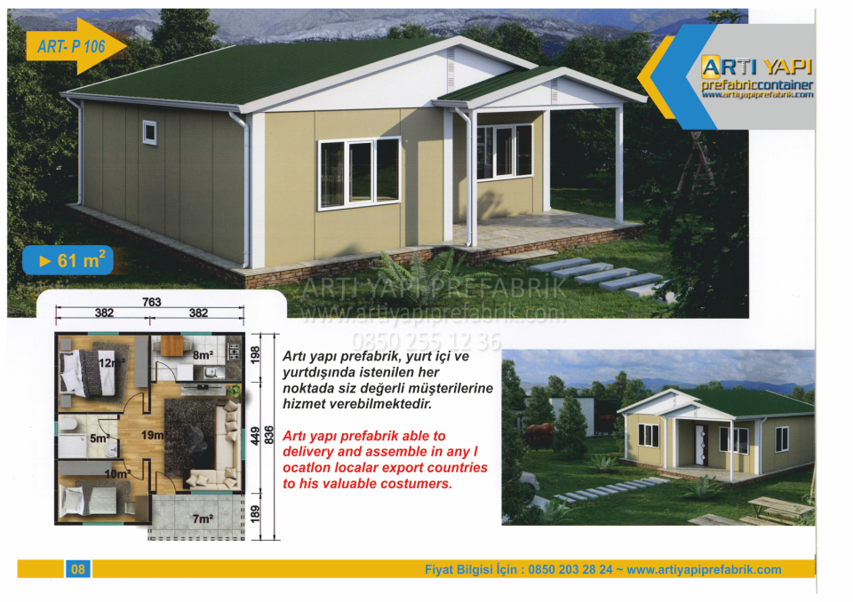 61m2 PREFABRİK EV MODEL NO : ARTP106