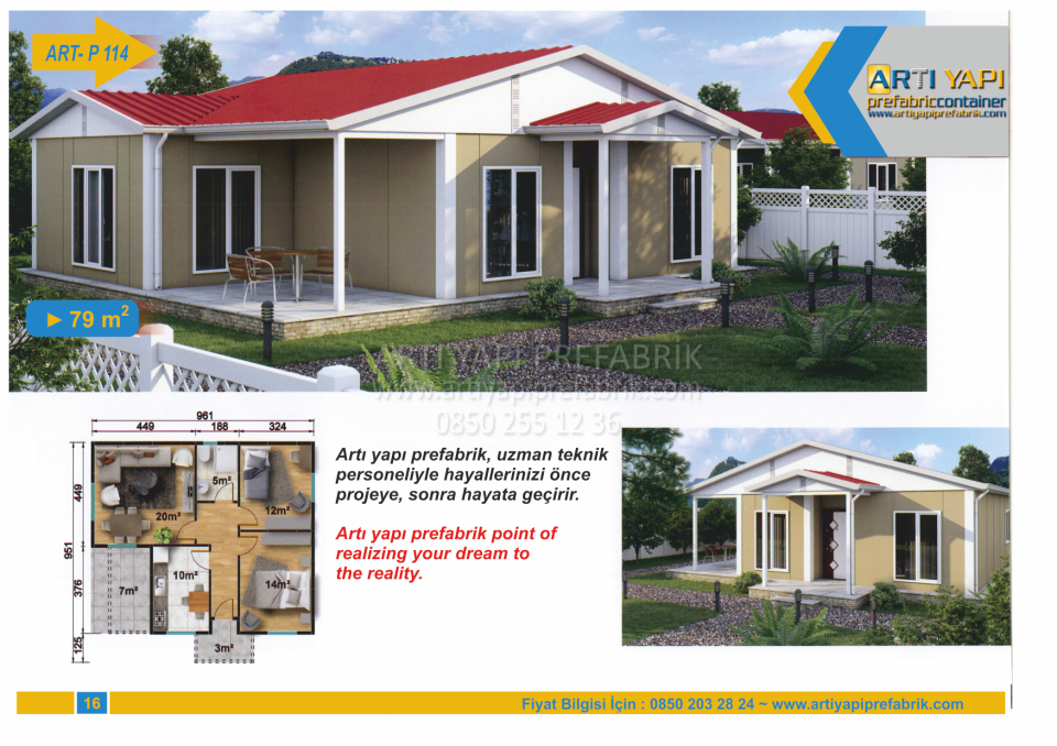 79m2 PREFABRİK EV MODEL NO : ARTP114