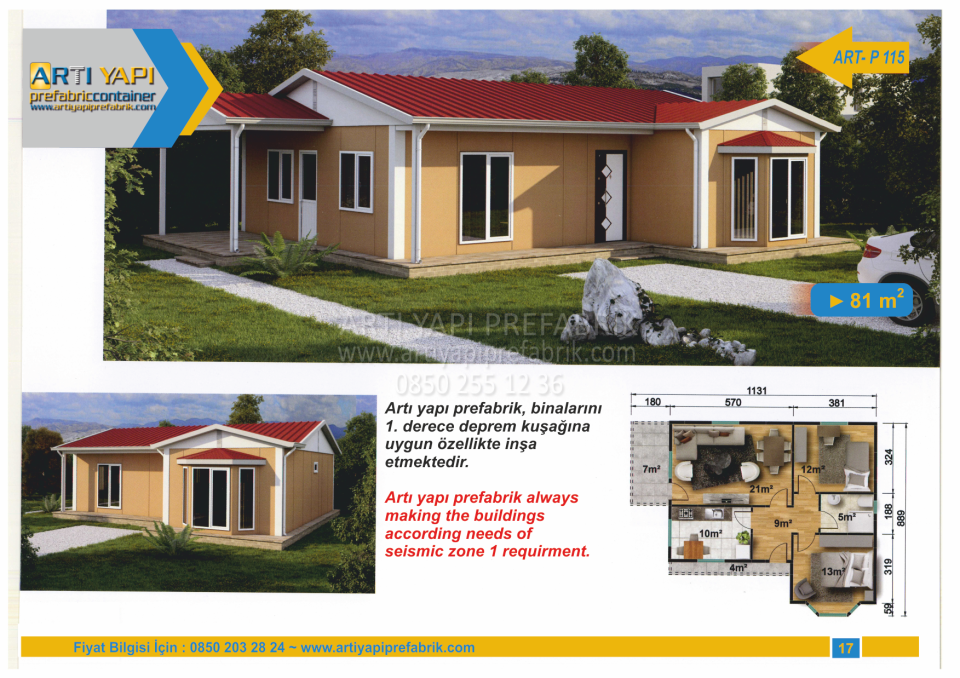 81m2 PREFABRİK EV MODEL NO : ARTP115