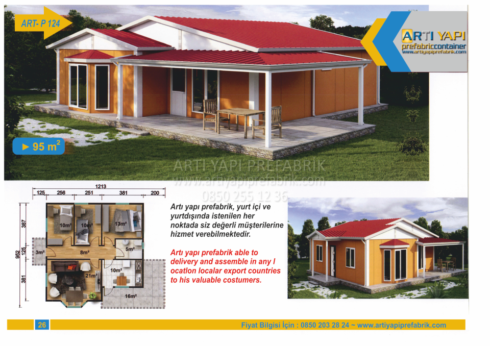 95m2 PREFABRİK EV MODEL NO : ARTP124
