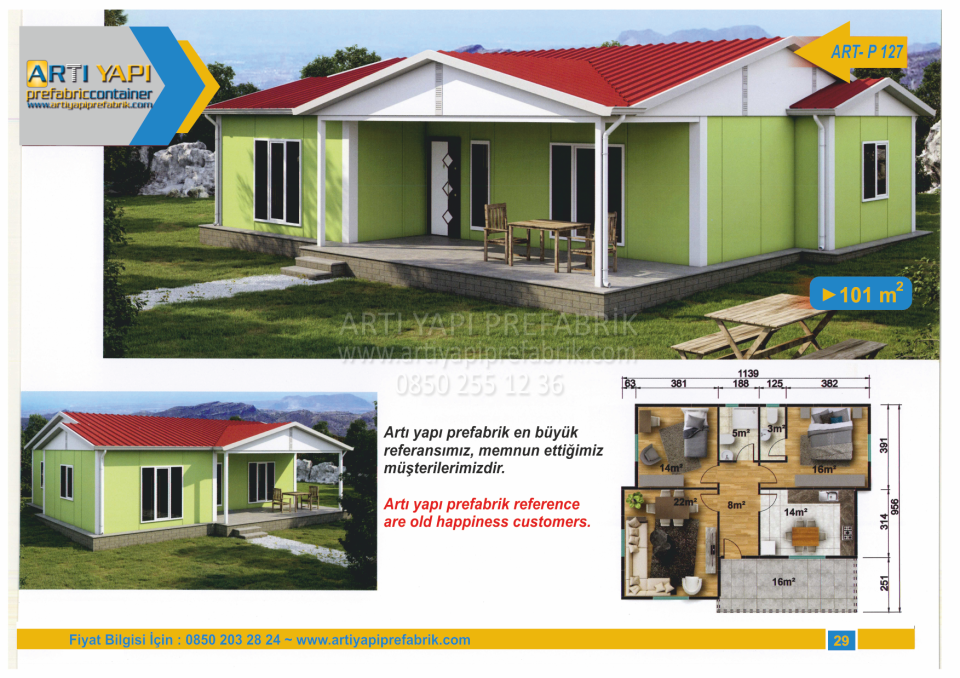 101m2 PREFABRİK EV MODEL NO : ARTP127