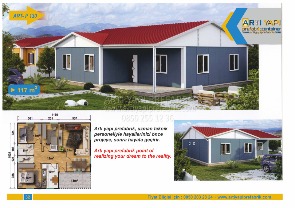 117m2 PREFABRİK EV MODEL NO : ARTP130