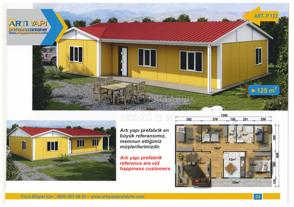 125m2 PREFABRİK EV MODEL NO : ARTP133