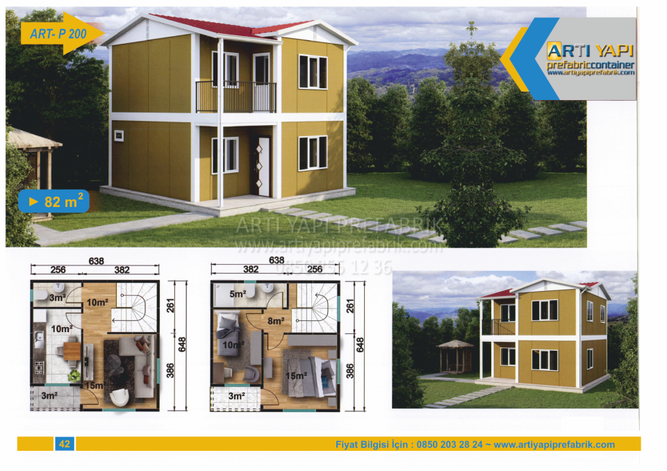 82m2 PREFABRİK EV MODEL NO : ARTP200