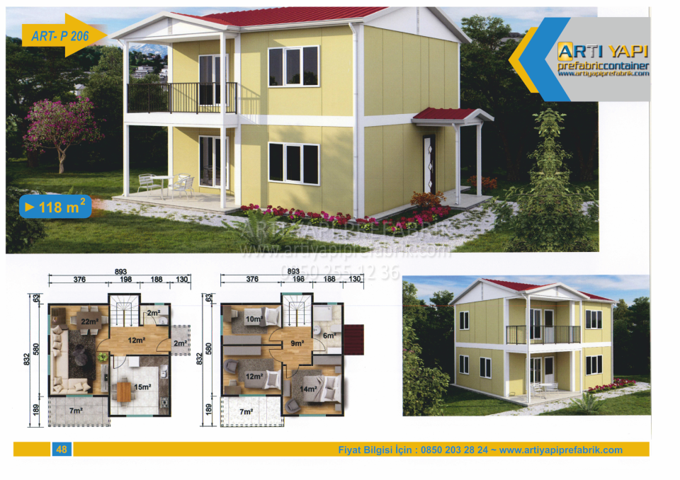 118m2 PREFABRİK EV MODEL NO : ARTP206