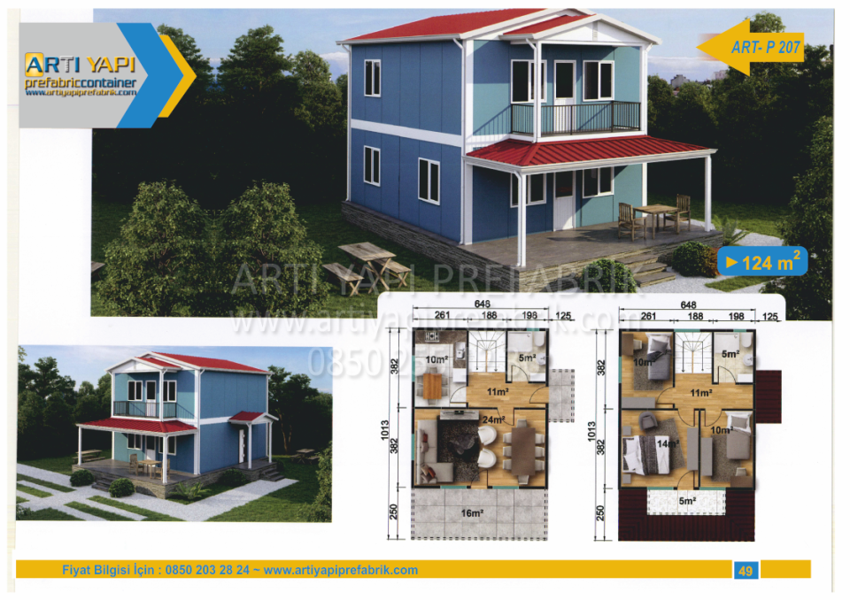 124m2 PREFABRİK EV MODEL NO : ARTP207