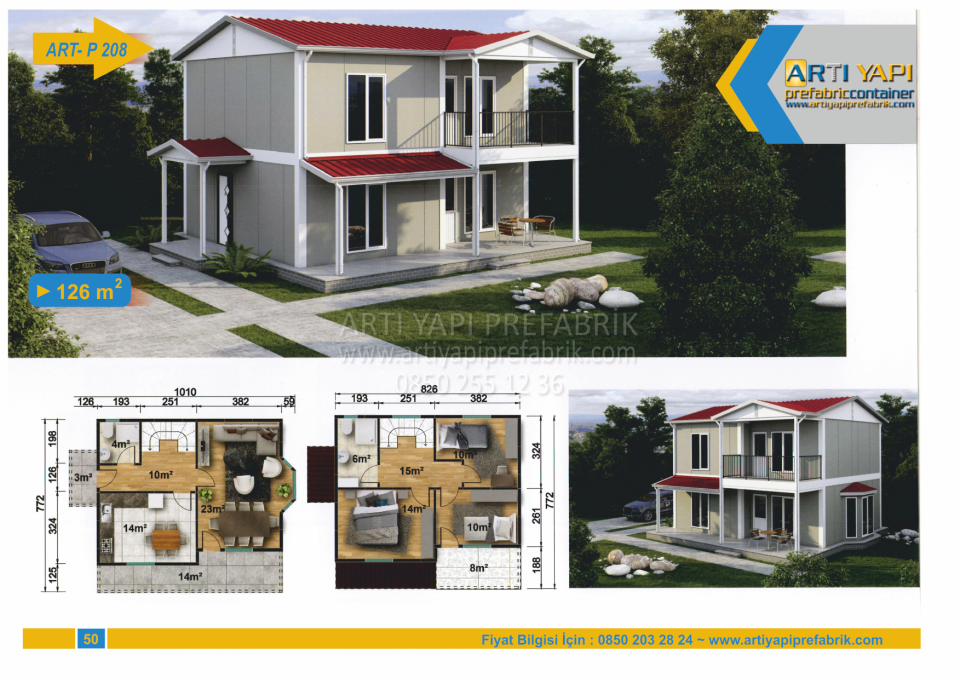 126m2 PREFABRİK EV MODEL NO : ARTP208