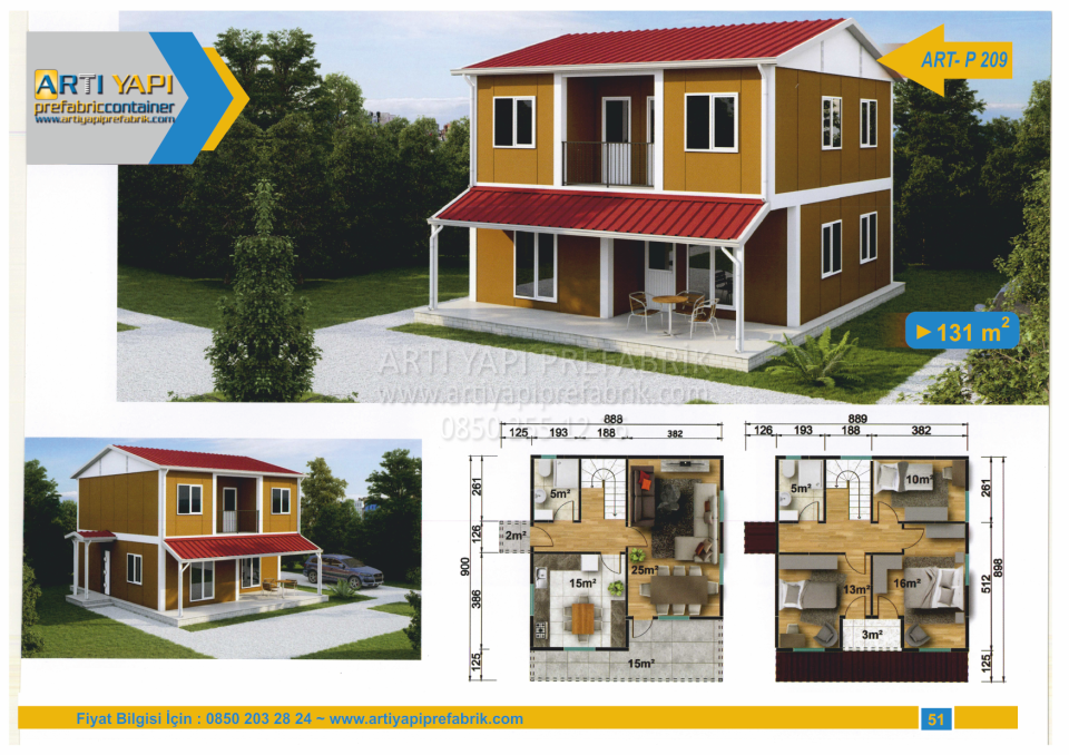 131m2 PREFABRİK EV MODEL NO : ARTP209