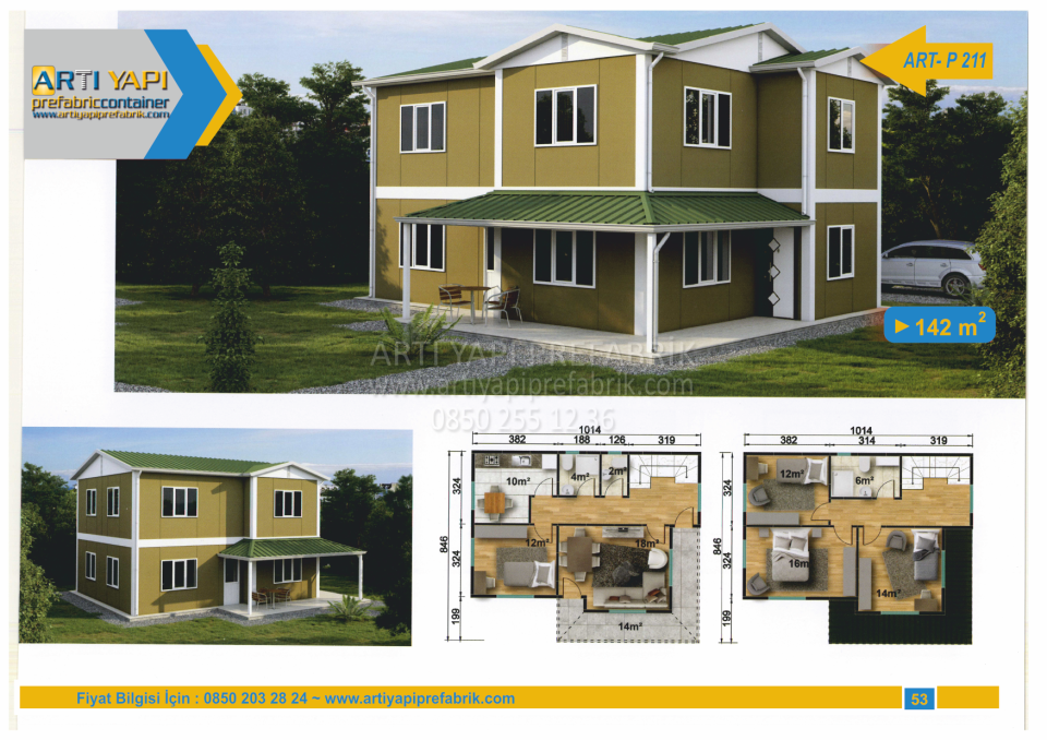142m2 PREFABRİK EV MODEL NO : ARTP211