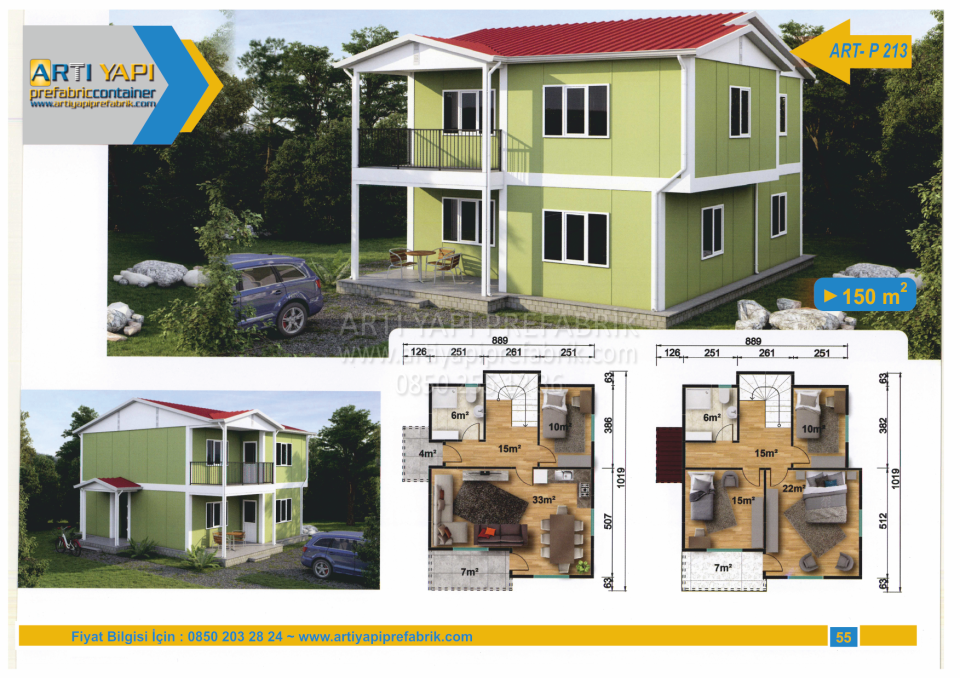 150m2 PREFABRİK EV MODEL NO : ARTP213